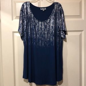 JM Collection blue blouse